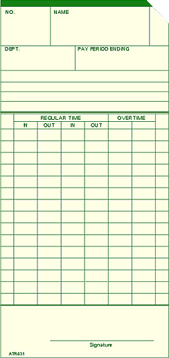 ATR-431 Semi-Monthly Time Card