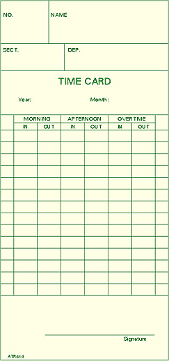 ATR414 - Weekly/Bi-Weekly Time card