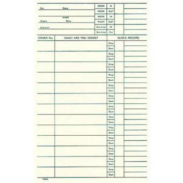 14952 Job Tracking / Daily Costing Time Card