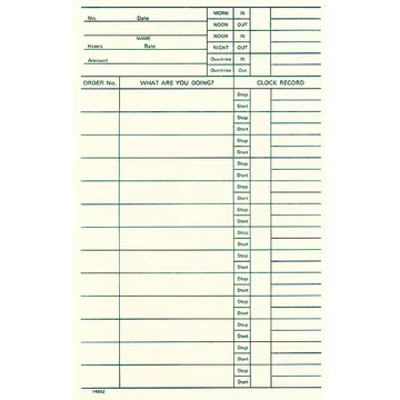 14952 Job Tracking / Daily Costing Time Card, photo 2